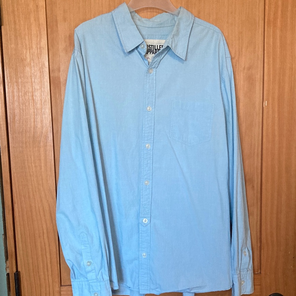 Men's 100% Cotton Sky Blue Button-Down Shirt